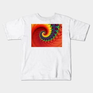 Red Fractal Spiral Kids T-Shirt